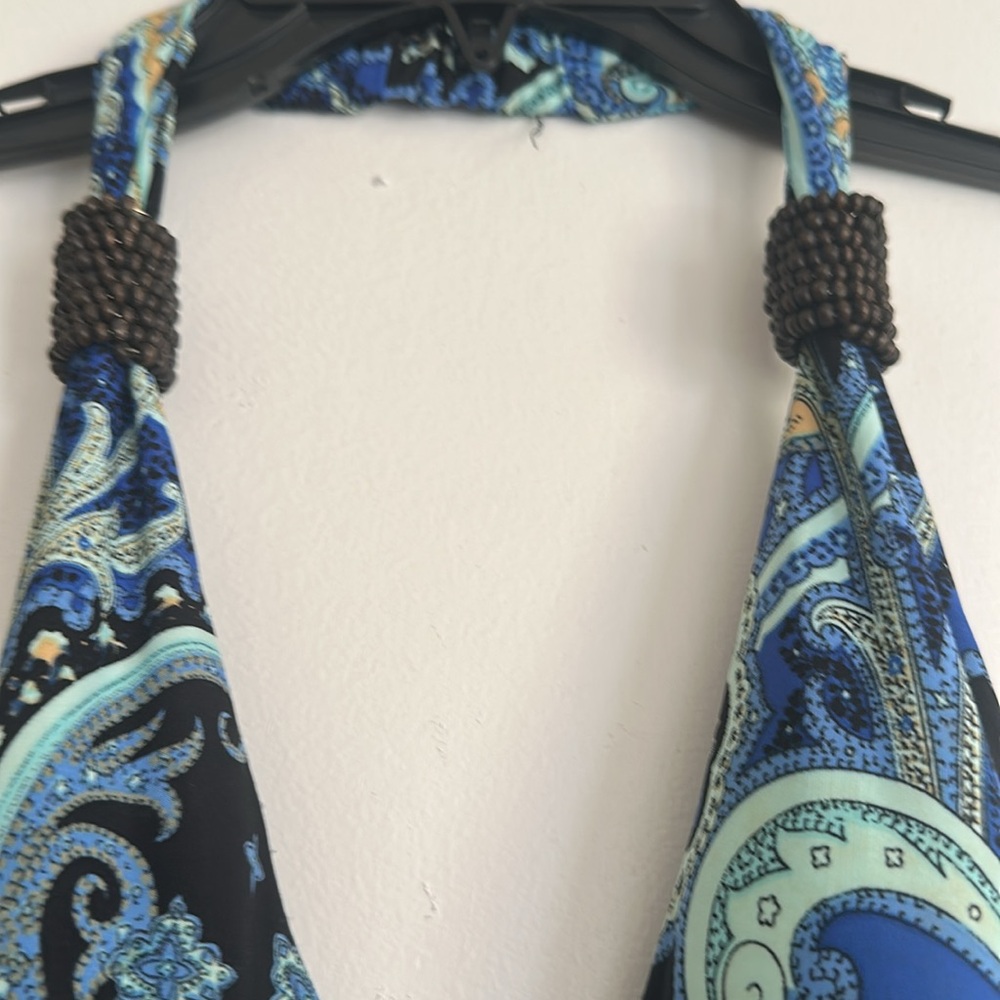 EUC Christina Love Blue Paisley Halter Dress - Picture 4 of 6